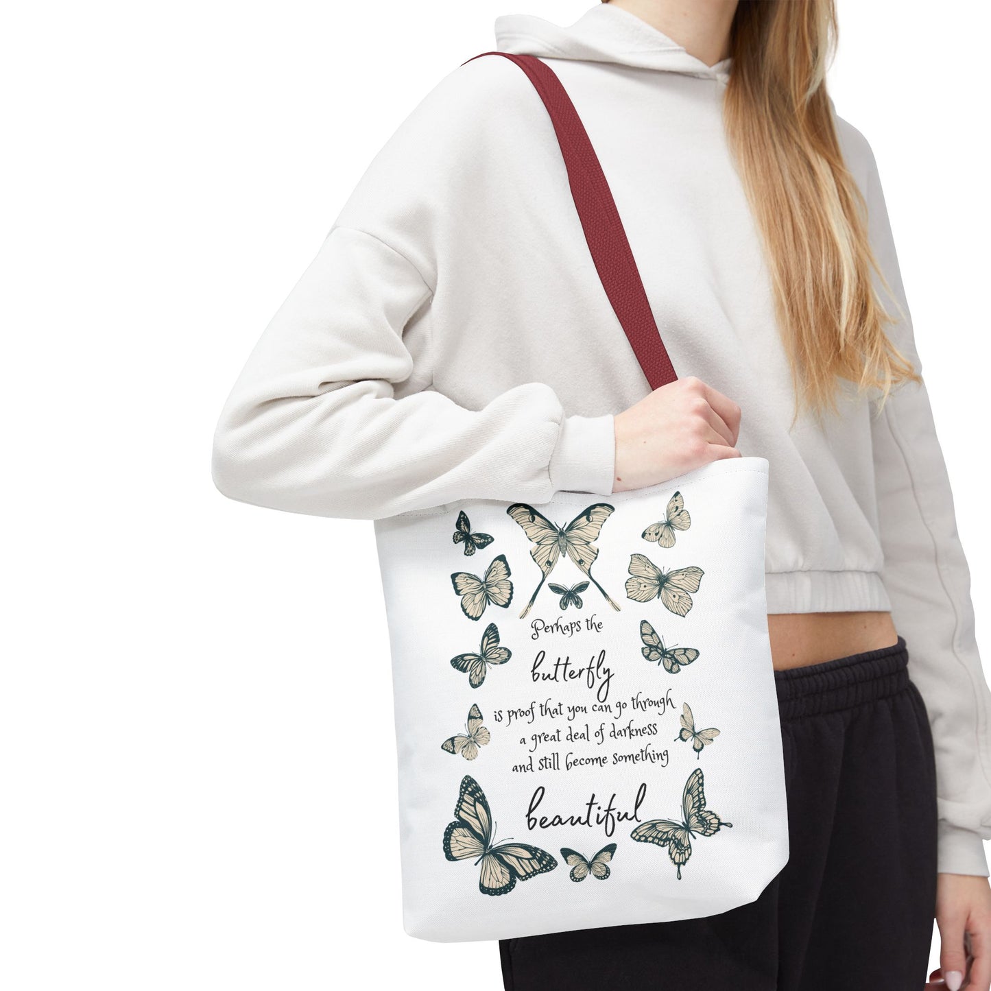 Butterfly Inspiration Tote Bag, Motivational Tote, Eco-Friendly Shopping Bag, Butterfly Art Carry All, Gift for Nature Lovers