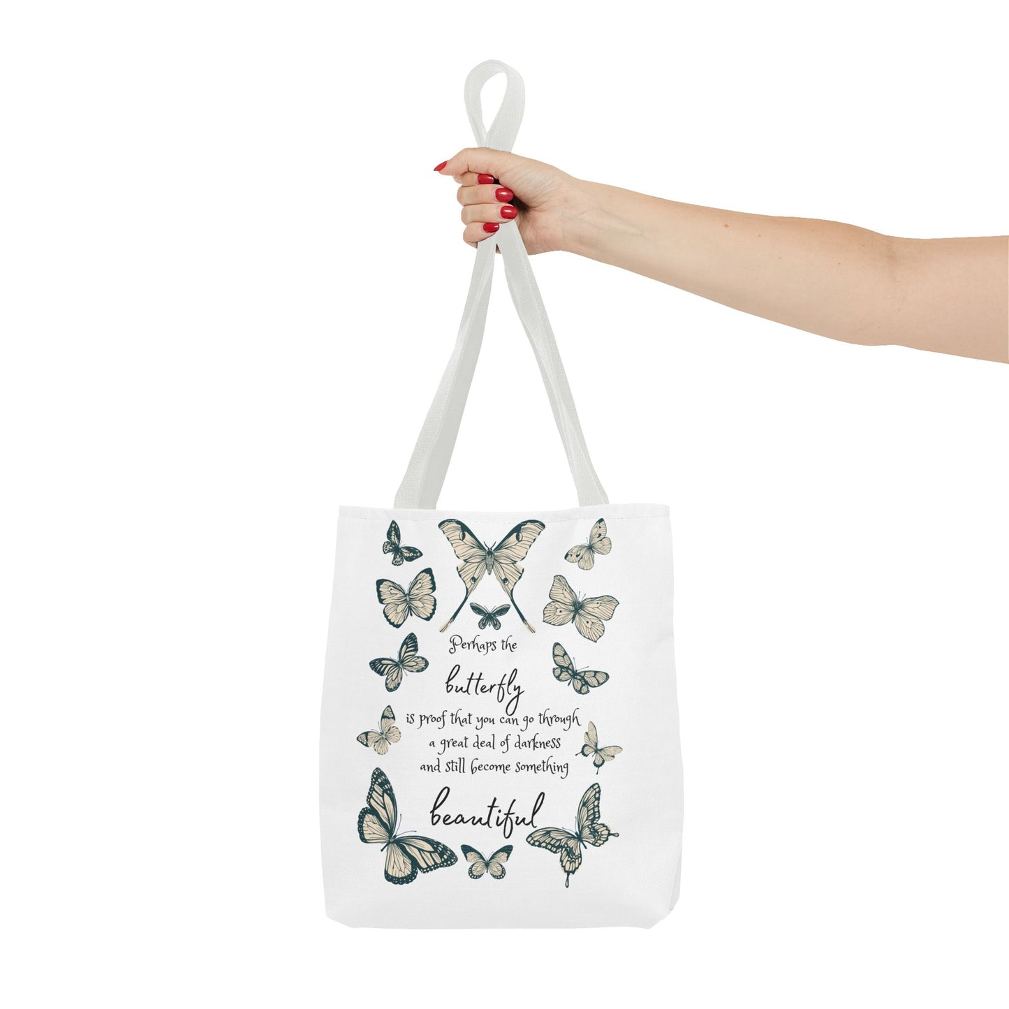 Butterfly Inspiration Tote Bag, Motivational Tote, Eco-Friendly Shopping Bag, Butterfly Art Carry All, Gift for Nature Lovers