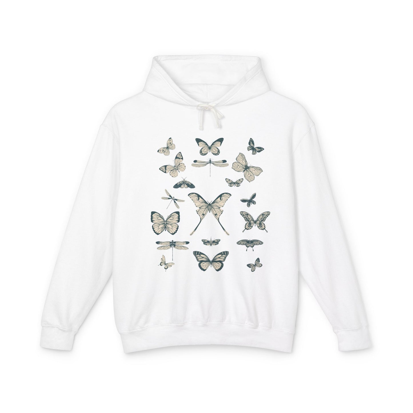 Butterfly Garden Unisex Lightweight Hoodie, Floral Sweatshirt, Gift for Nature Lovers, Butterfly Art, Cozy Layering