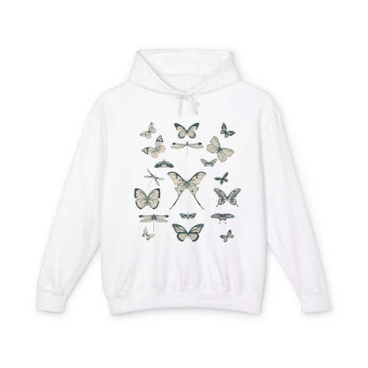 Butterfly Garden Unisex Lightweight Hoodie, Floral Sweatshirt, Gift for Nature Lovers, Butterfly Art, Cozy Layering