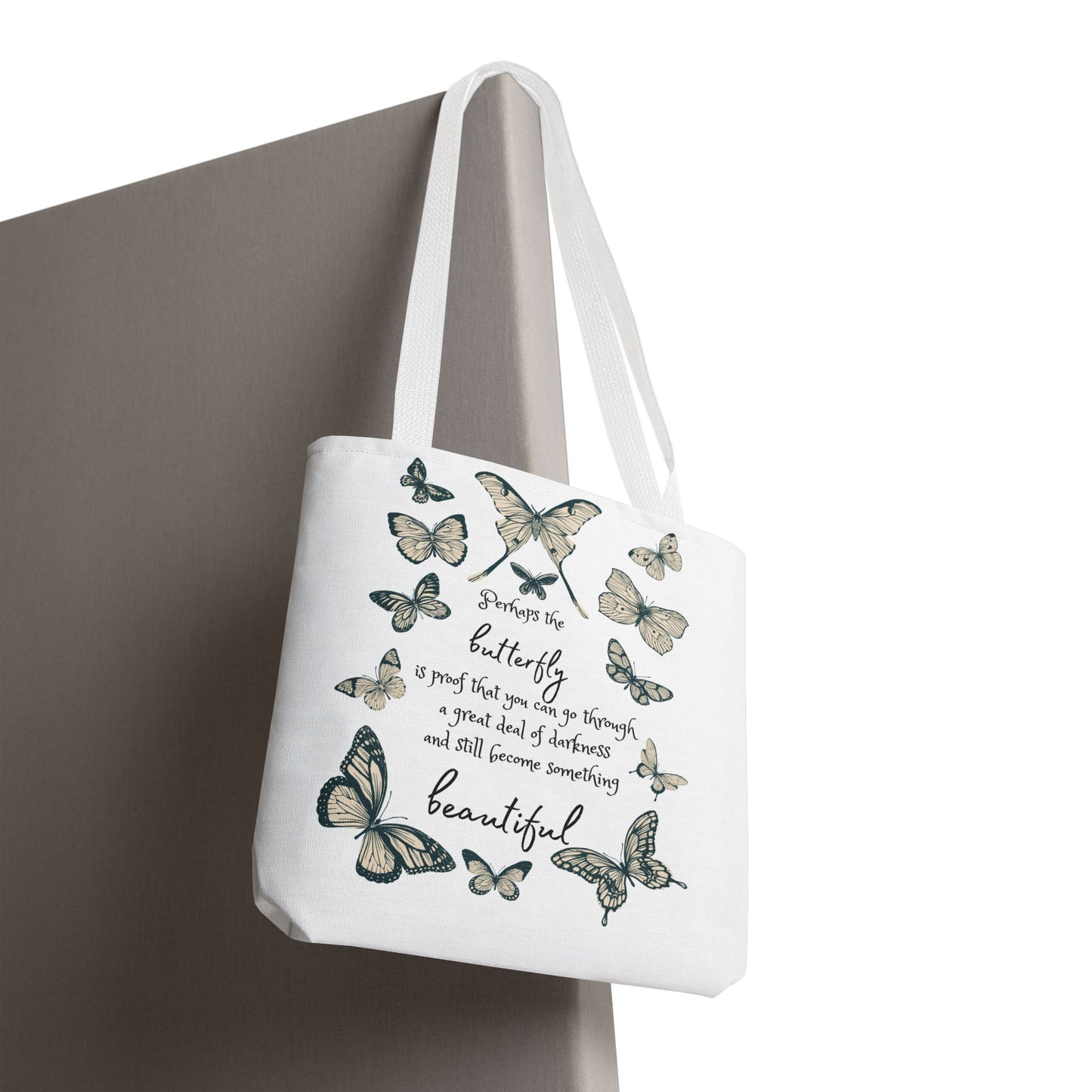 Butterfly Inspiration Tote Bag, Motivational Tote, Eco-Friendly Shopping Bag, Butterfly Art Carry All, Gift for Nature Lovers