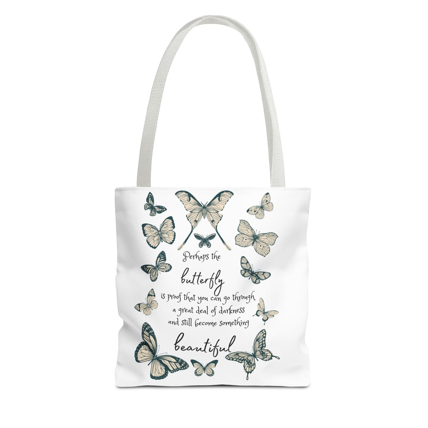 Butterfly Inspiration Tote Bag, Motivational Tote, Eco-Friendly Shopping Bag, Butterfly Art Carry All, Gift for Nature Lovers
