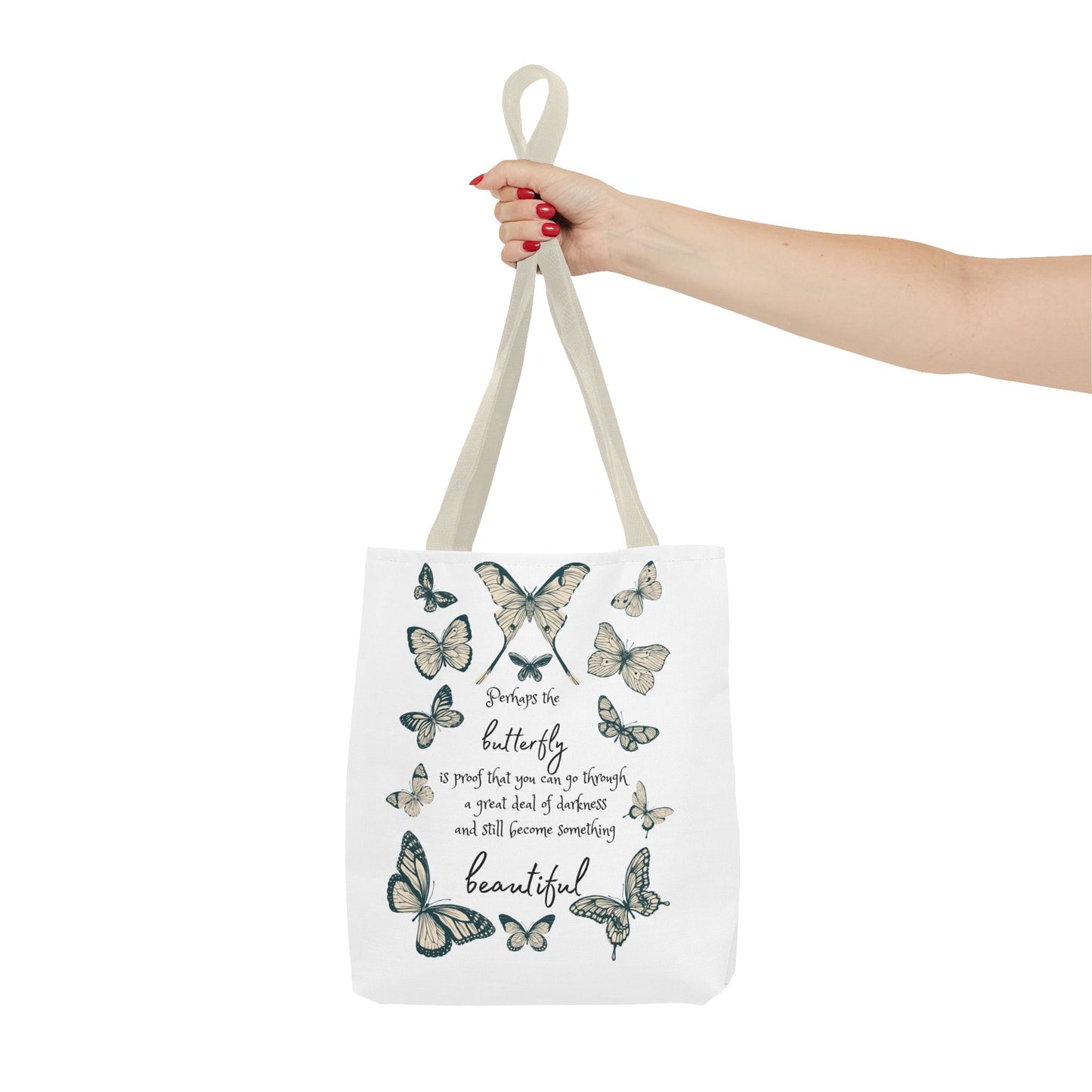 Butterfly Inspiration Tote Bag, Motivational Tote, Eco-Friendly Shopping Bag, Butterfly Art Carry All, Gift for Nature Lovers