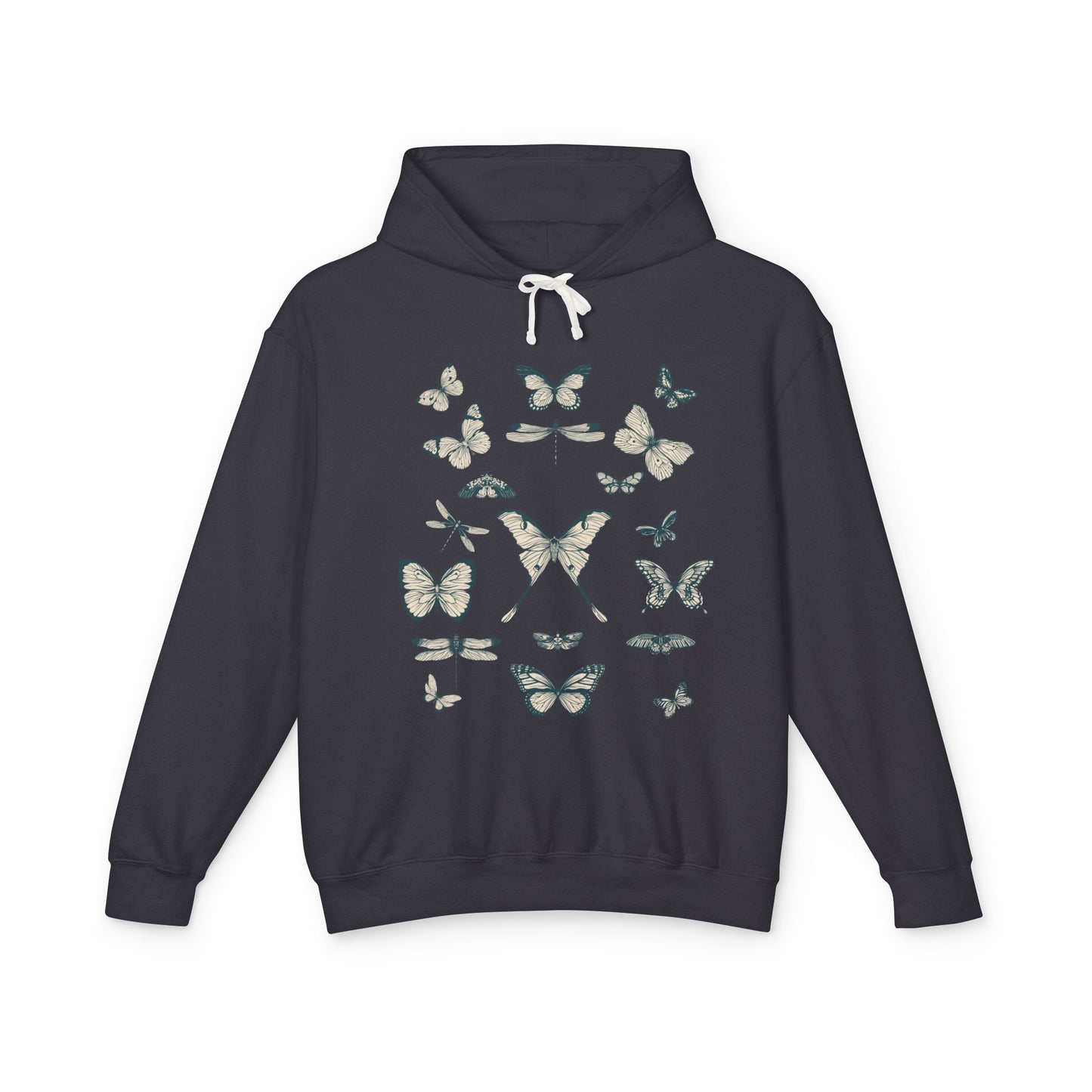 Butterfly Garden Unisex Lightweight Hoodie, Floral Sweatshirt, Gift for Nature Lovers, Butterfly Art, Cozy Layering