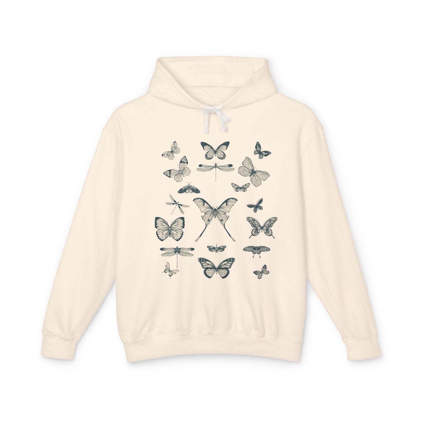 Butterfly Garden Unisex Lightweight Hoodie, Floral Sweatshirt, Gift for Nature Lovers, Butterfly Art, Cozy Layering