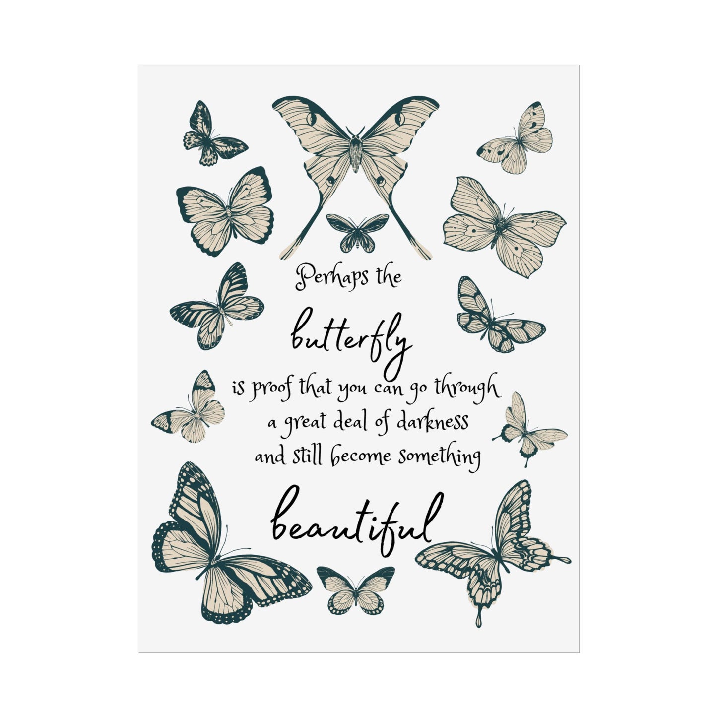Butterfly Inspirational Wall Art, Motivational Decor, Home Office Print, Nature Lover Gift, Positive Affirmation Poster