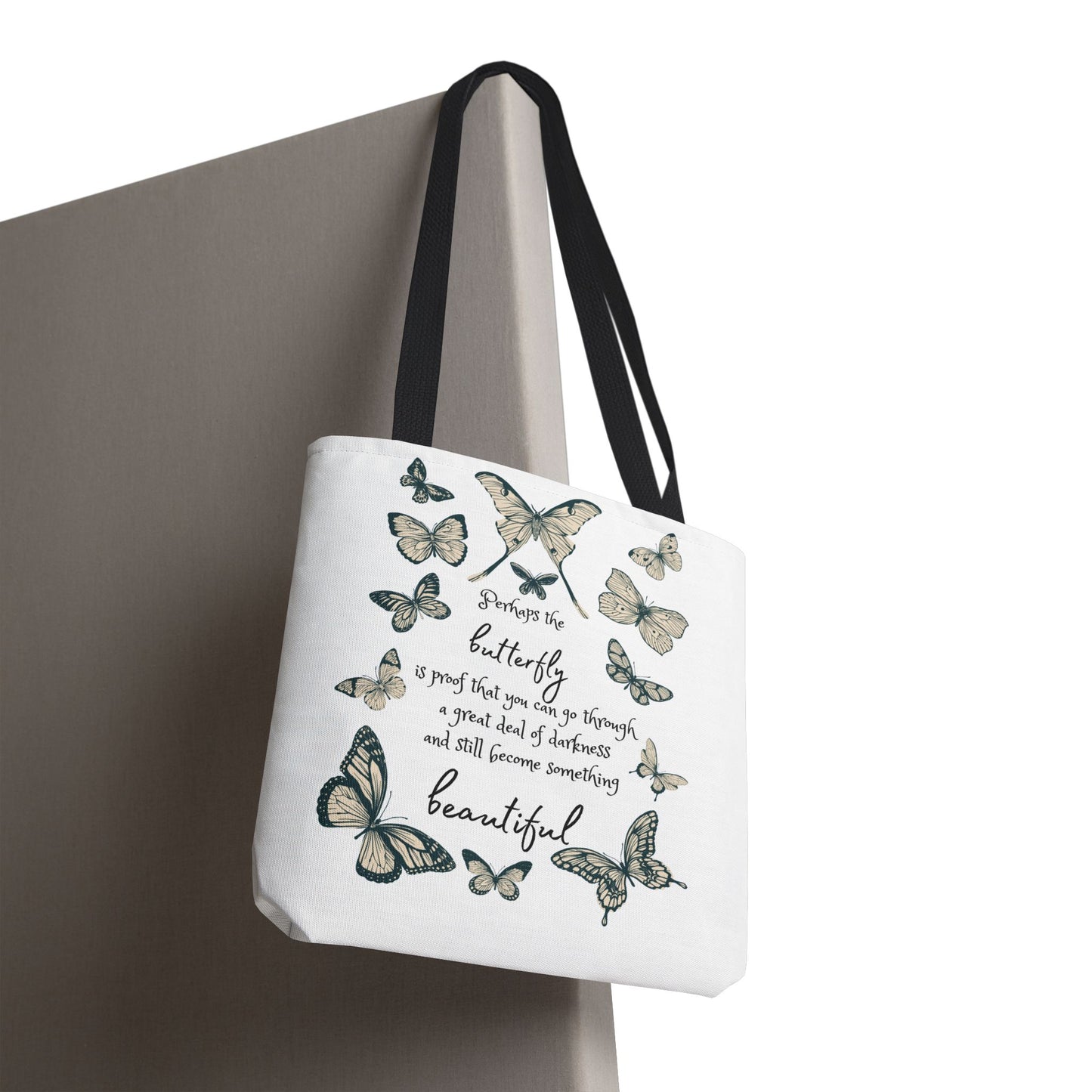 Butterfly Inspiration Tote Bag, Motivational Tote, Eco-Friendly Shopping Bag, Butterfly Art Carry All, Gift for Nature Lovers