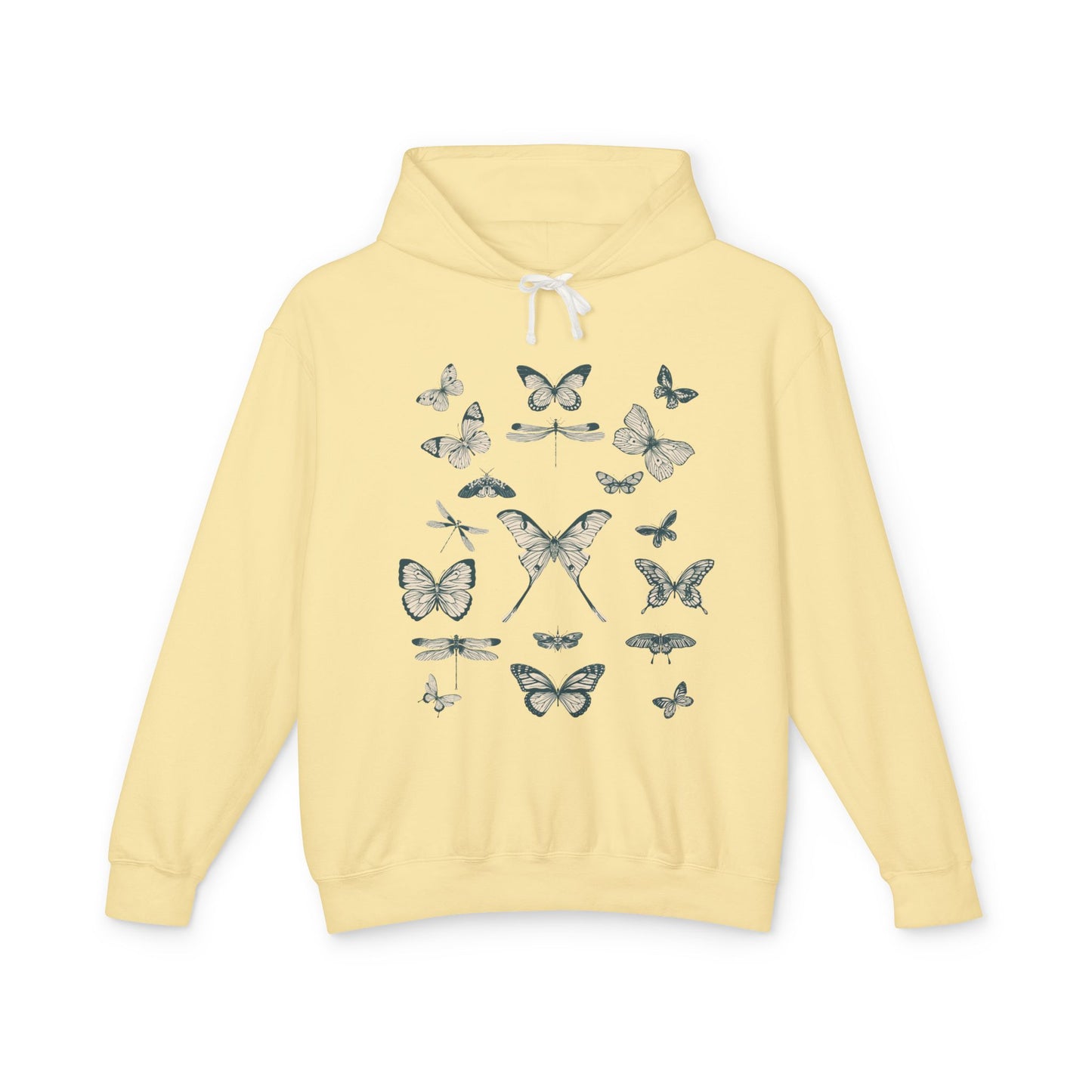 Butterfly Garden Unisex Lightweight Hoodie, Floral Sweatshirt, Gift for Nature Lovers, Butterfly Art, Cozy Layering