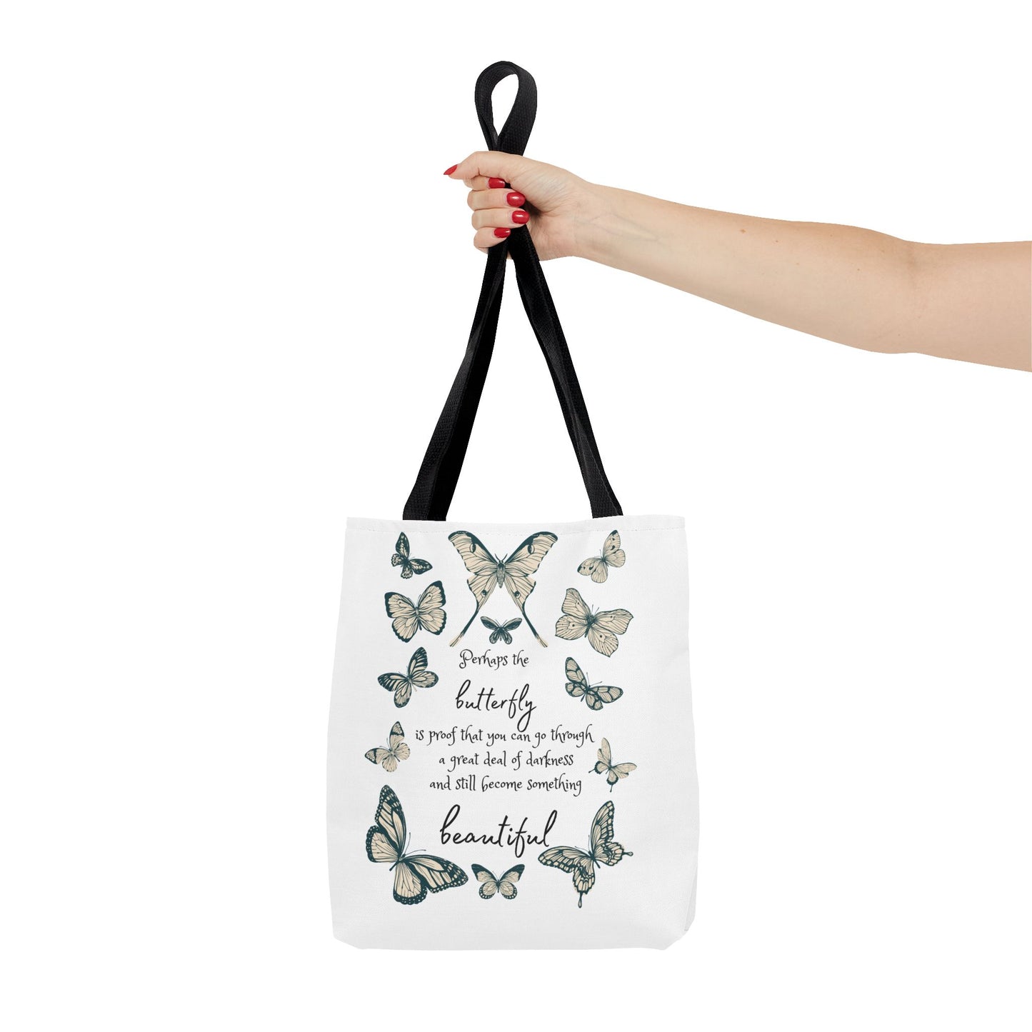 Butterfly Inspiration Tote Bag, Motivational Tote, Eco-Friendly Shopping Bag, Butterfly Art Carry All, Gift for Nature Lovers