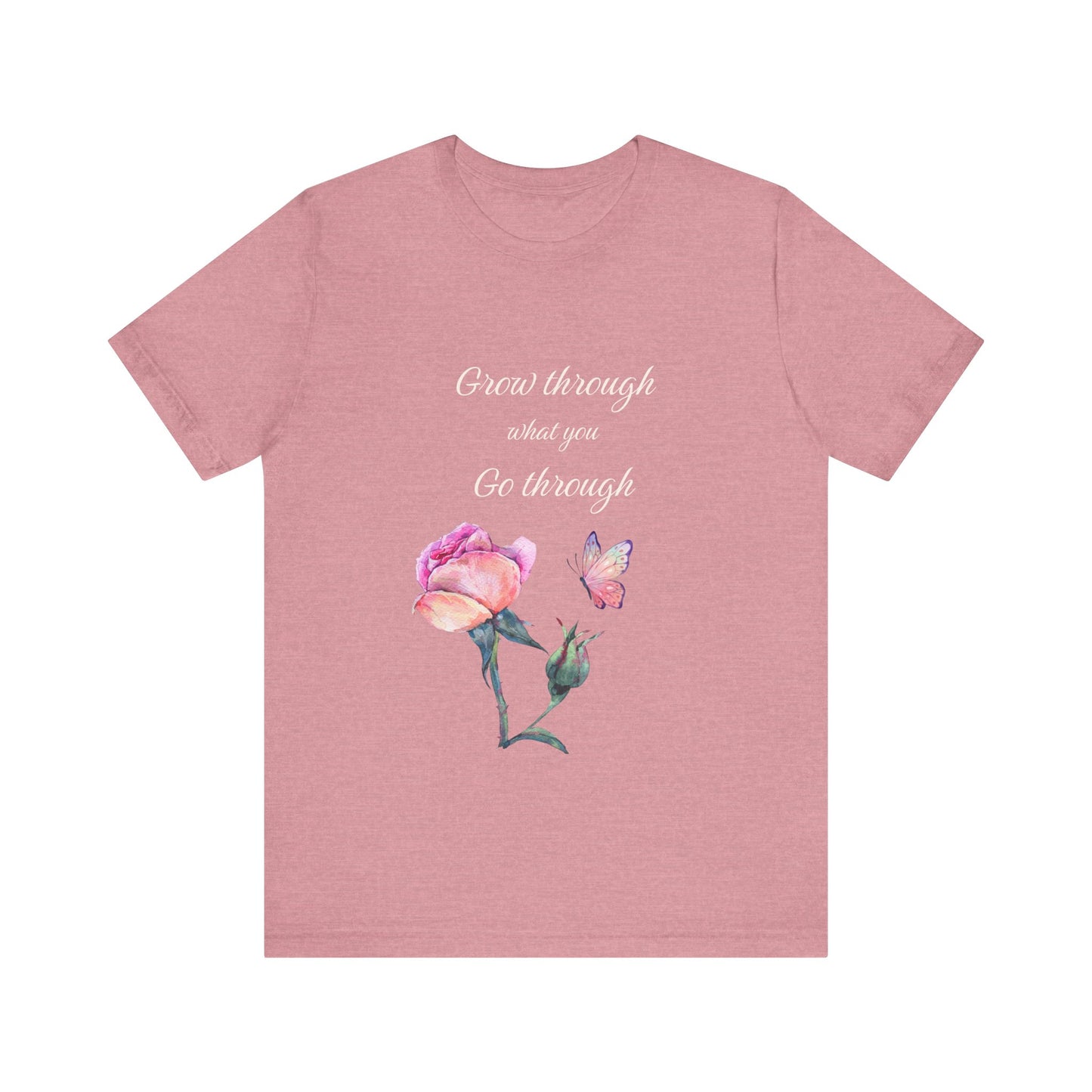 Floral Inspiration Tee - "Grow Through What You Go Through" Unisex Short Sleeve Shirt, Gift for Her, Summer Outfit, Motivational [...]