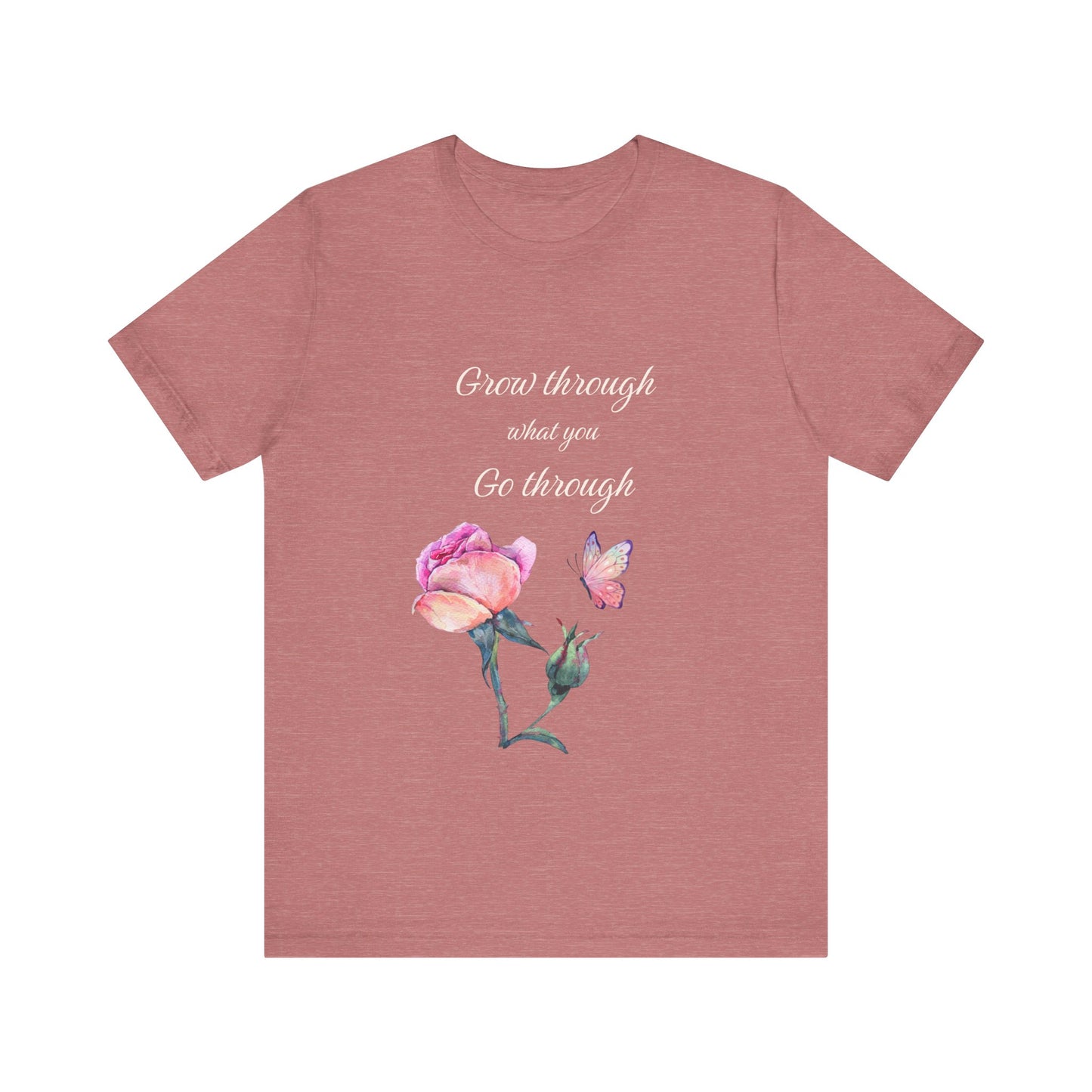 Floral Inspiration Tee - "Grow Through What You Go Through" Unisex Short Sleeve Shirt, Gift for Her, Summer Outfit, Motivational [...]