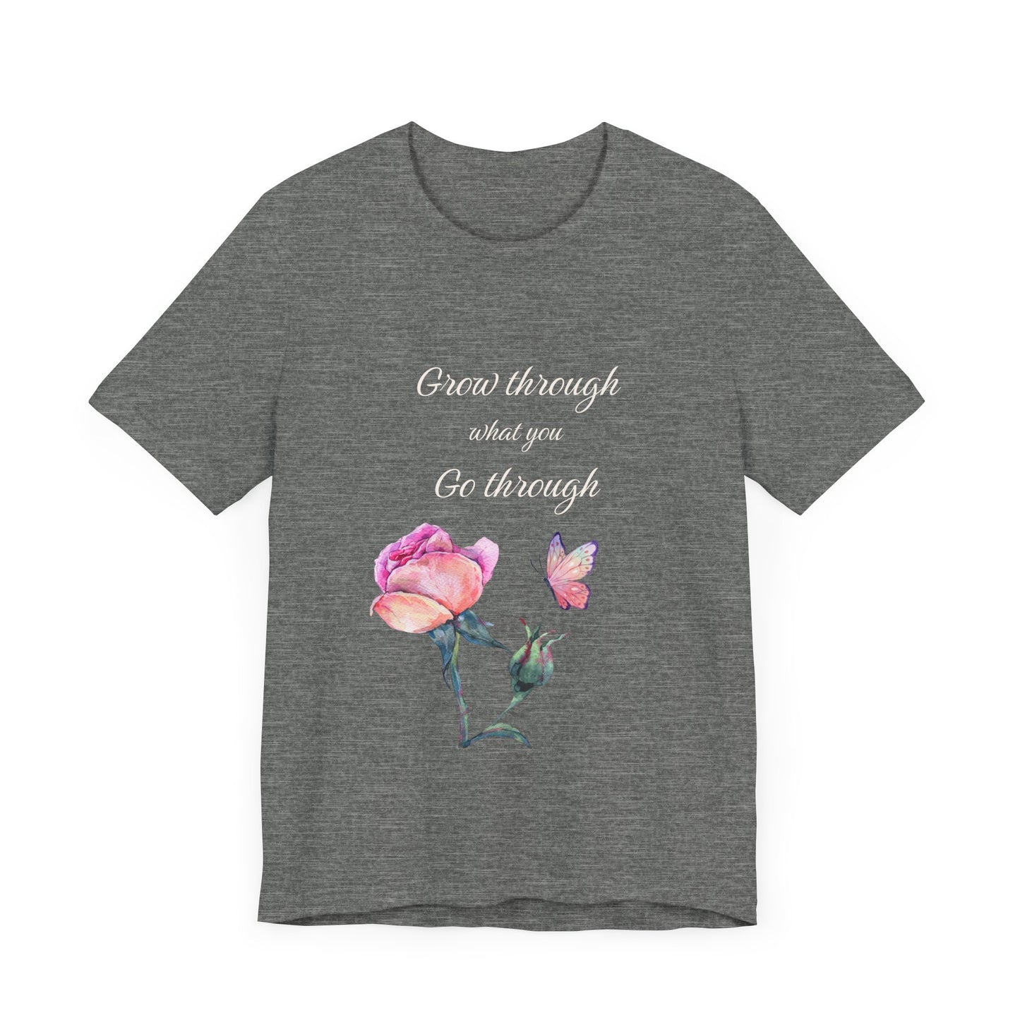 Floral Inspiration Tee - "Grow Through What You Go Through" Unisex Short Sleeve Shirt, Gift for Her, Summer Outfit, Motivational [...]
