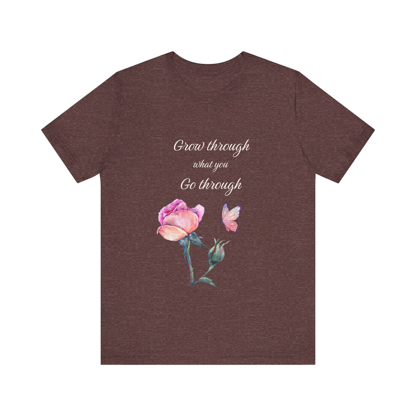 Floral Inspiration Tee - "Grow Through What You Go Through" Unisex Short Sleeve Shirt, Gift for Her, Summer Outfit, Motivational [...]