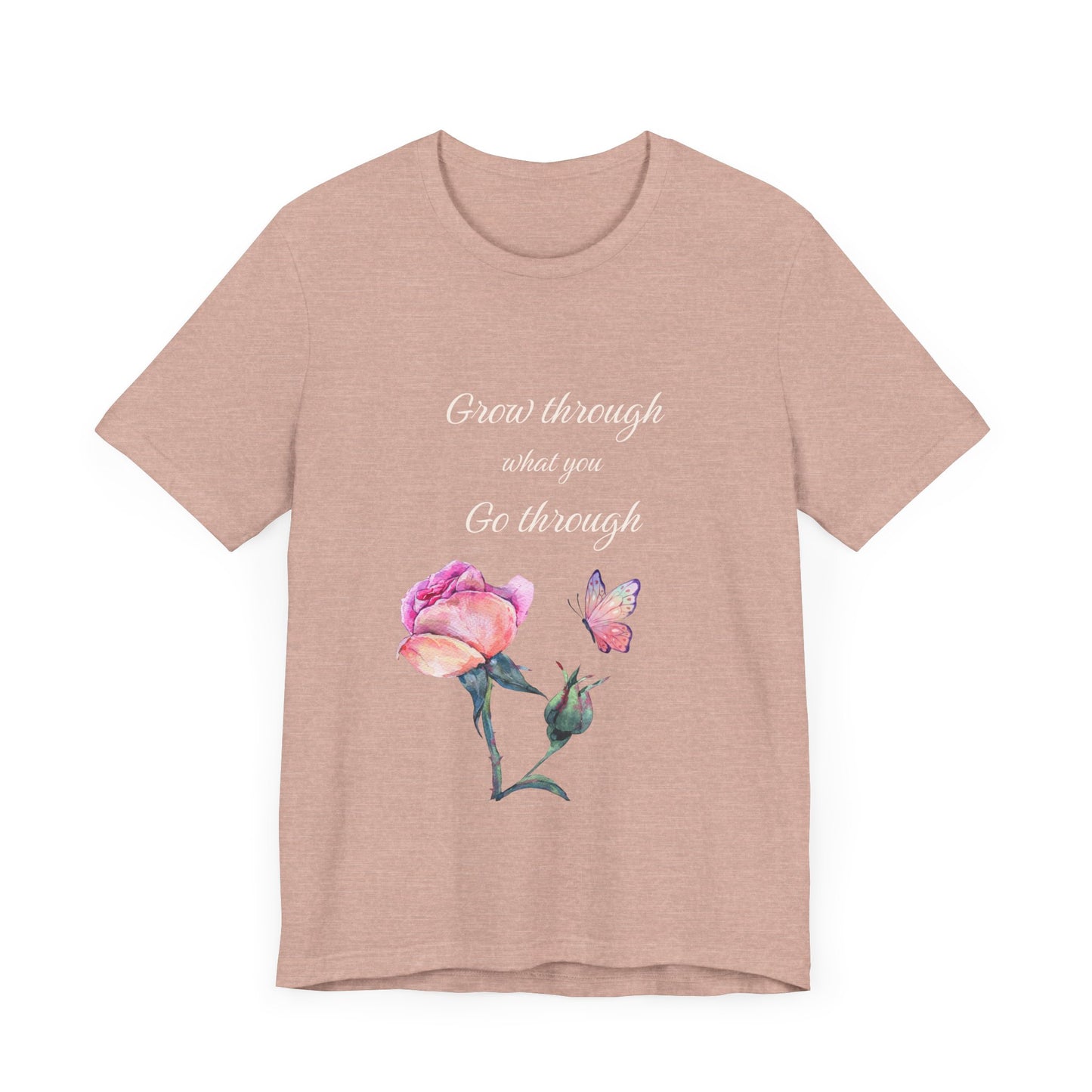 Floral Inspiration Tee - "Grow Through What You Go Through" Unisex Short Sleeve Shirt, Gift for Her, Summer Outfit, Motivational [...]