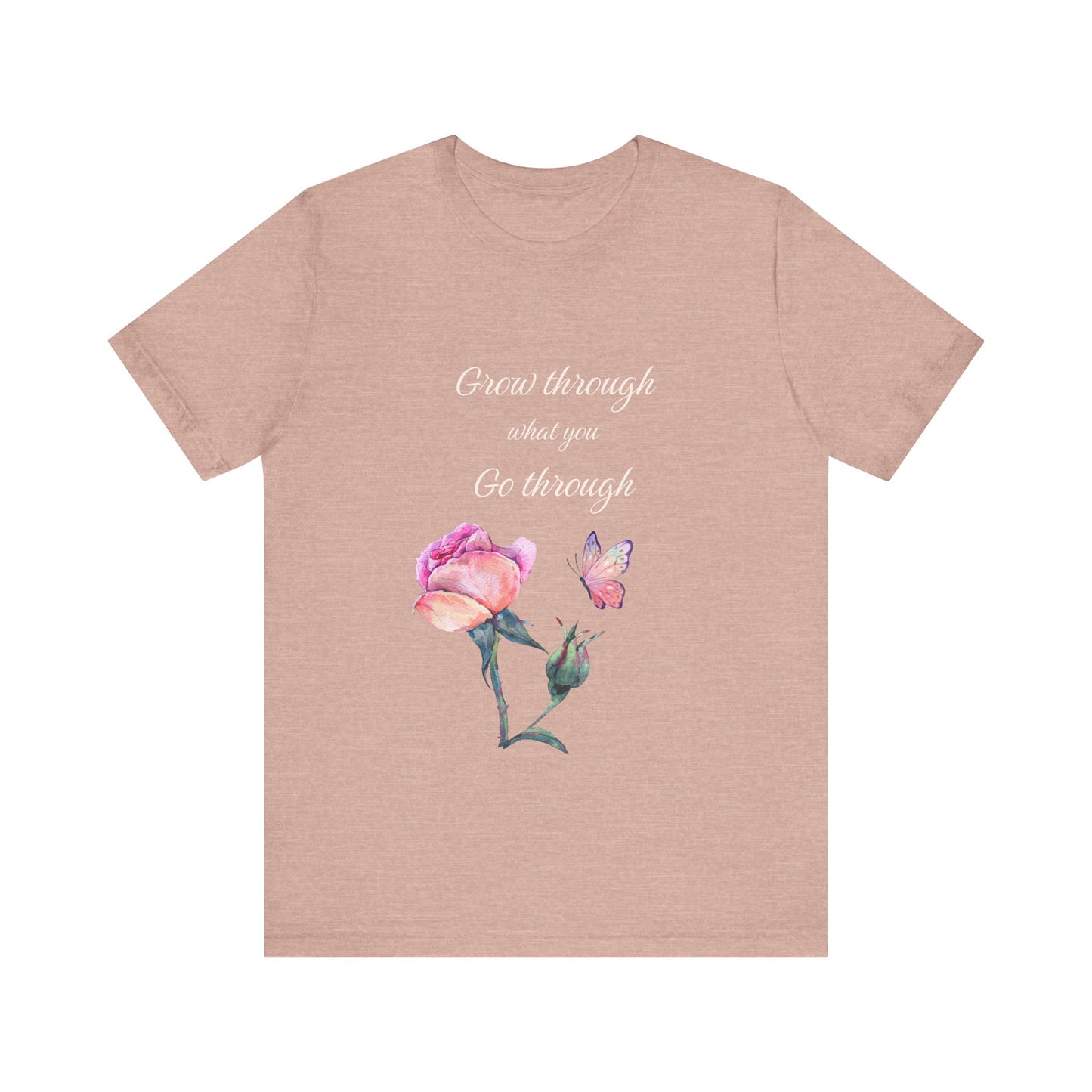 Floral Inspiration Tee - "Grow Through What You Go Through" Unisex Short Sleeve Shirt, Gift for Her, Summer Outfit, Motivational [...]
