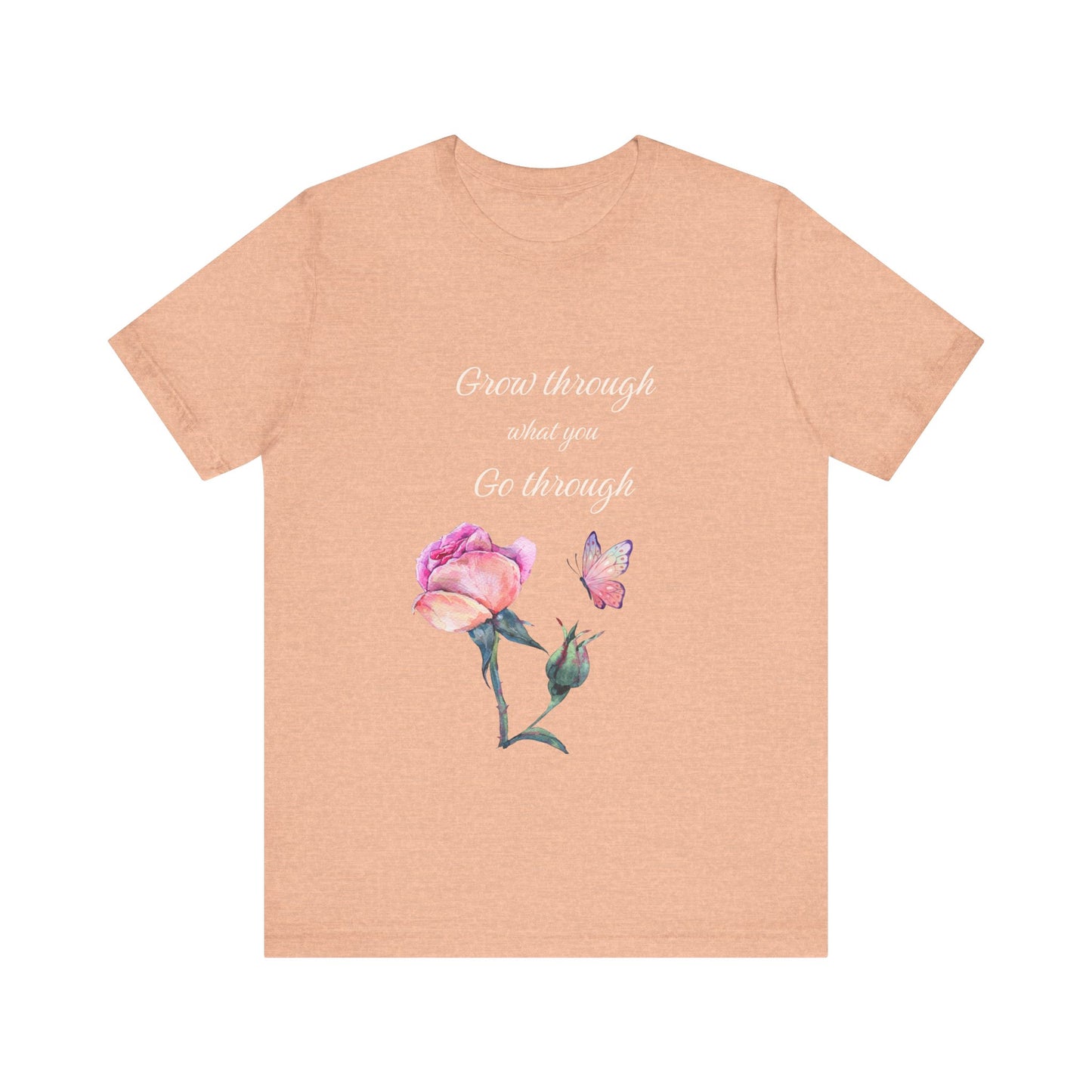 Floral Inspiration Tee - "Grow Through What You Go Through" Unisex Short Sleeve Shirt, Gift for Her, Summer Outfit, Motivational [...]