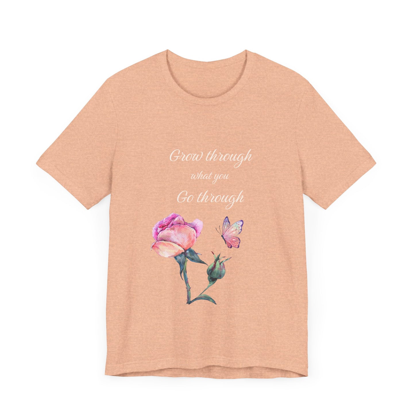 Floral Inspiration Tee - "Grow Through What You Go Through" Unisex Short Sleeve Shirt, Gift for Her, Summer Outfit, Motivational [...]