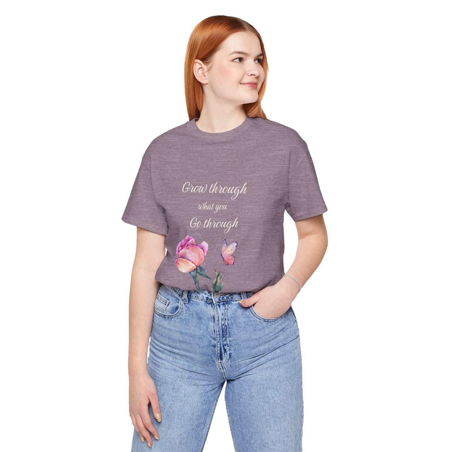 Floral Inspiration Tee - "Grow Through What You Go Through" Unisex Short Sleeve Shirt, Gift for Her, Summer Outfit, Motivational [...]