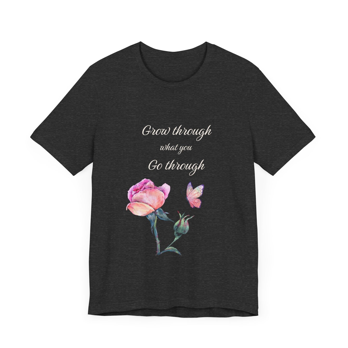 Floral Inspiration Tee - "Grow Through What You Go Through" Unisex Short Sleeve Shirt, Gift for Her, Summer Outfit, Motivational [...]