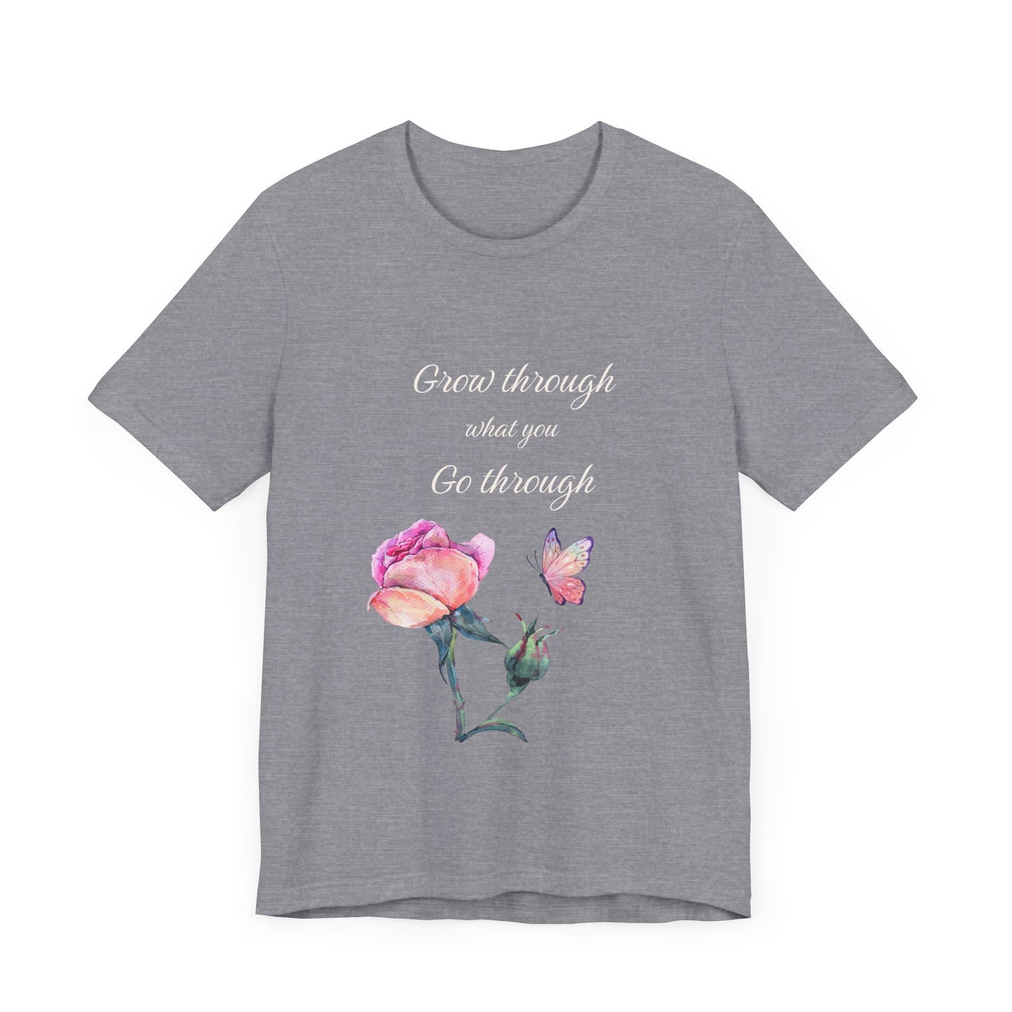 Floral Inspiration Tee - "Grow Through What You Go Through" Unisex Short Sleeve Shirt, Gift for Her, Summer Outfit, Motivational [...]