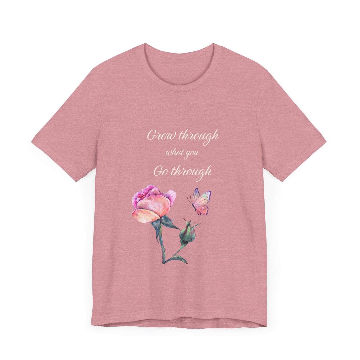 Floral Inspiration Tee - "Grow Through What You Go Through" Unisex Short Sleeve Shirt, Gift for Her, Summer Outfit, Motivational [...]