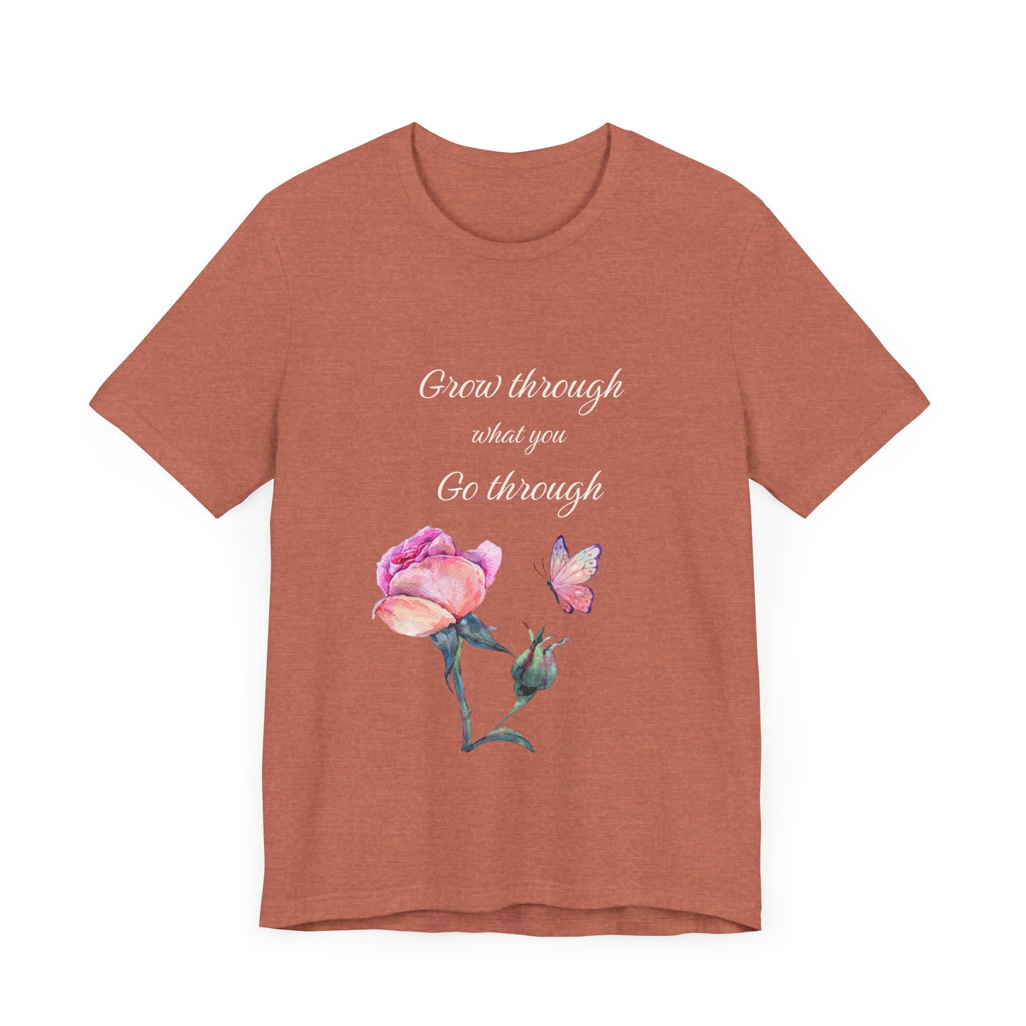 Floral Inspiration Tee - "Grow Through What You Go Through" Unisex Short Sleeve Shirt, Gift for Her, Summer Outfit, Motivational [...]