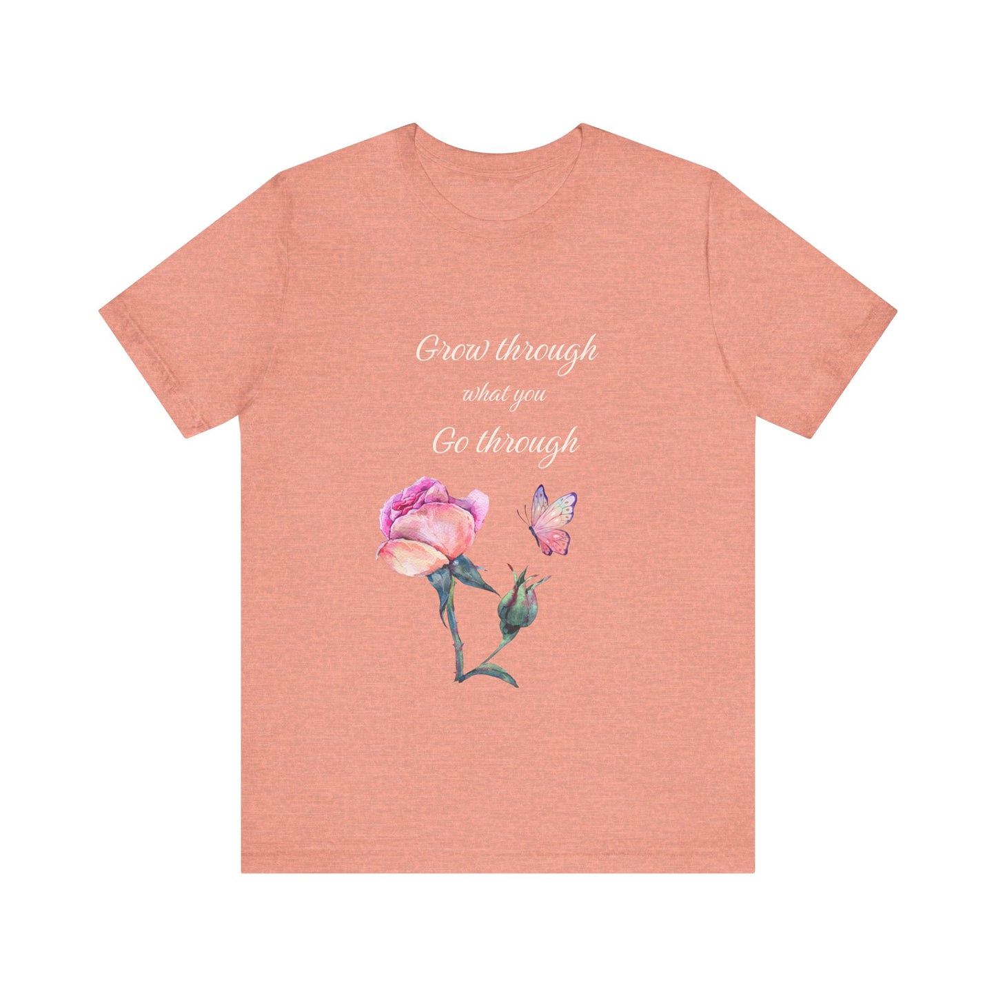 Floral Inspiration Tee - "Grow Through What You Go Through" Unisex Short Sleeve Shirt, Gift for Her, Summer Outfit, Motivational [...]