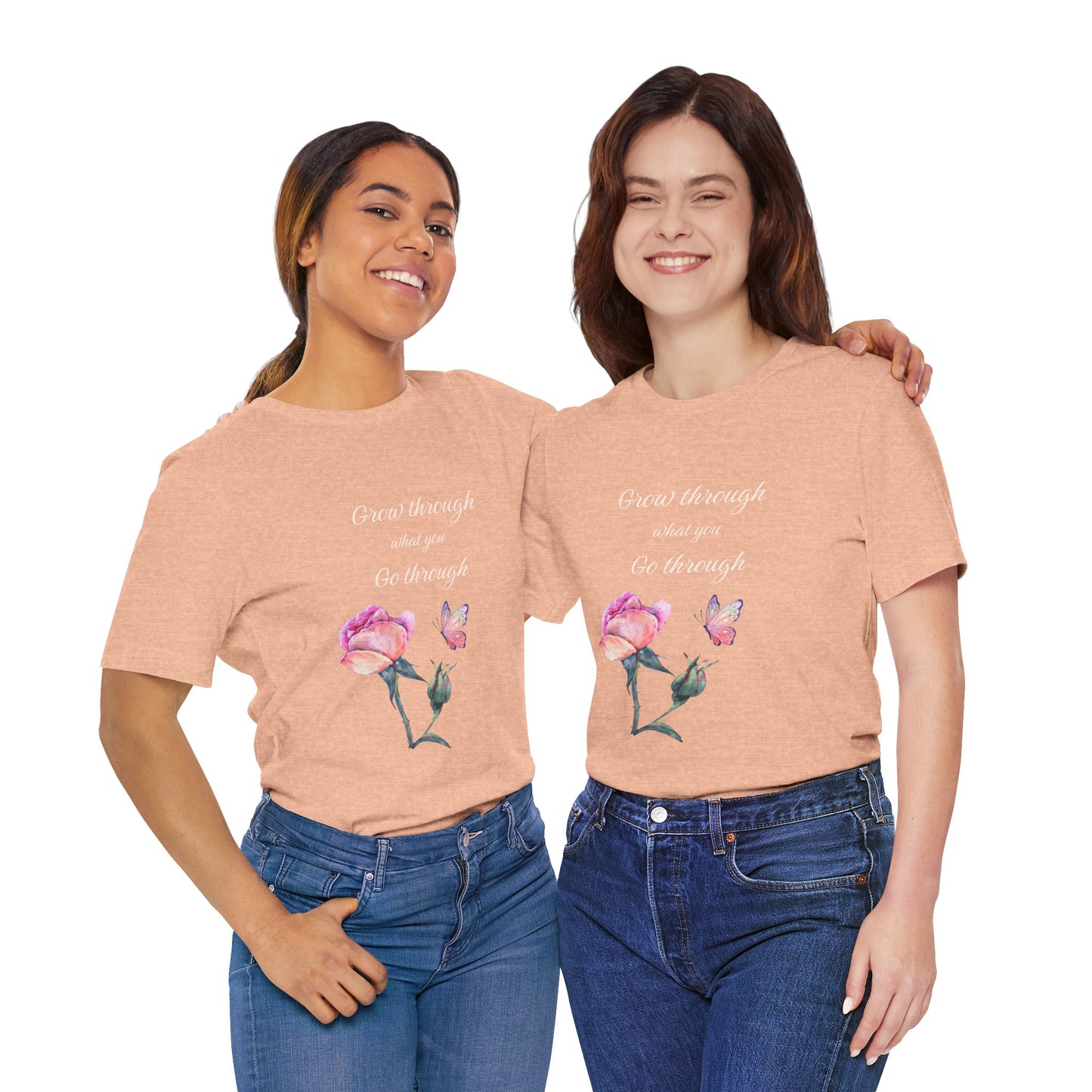 Floral Inspiration Tee - "Grow Through What You Go Through" Unisex Short Sleeve Shirt, Gift for Her, Summer Outfit, Motivational [...]