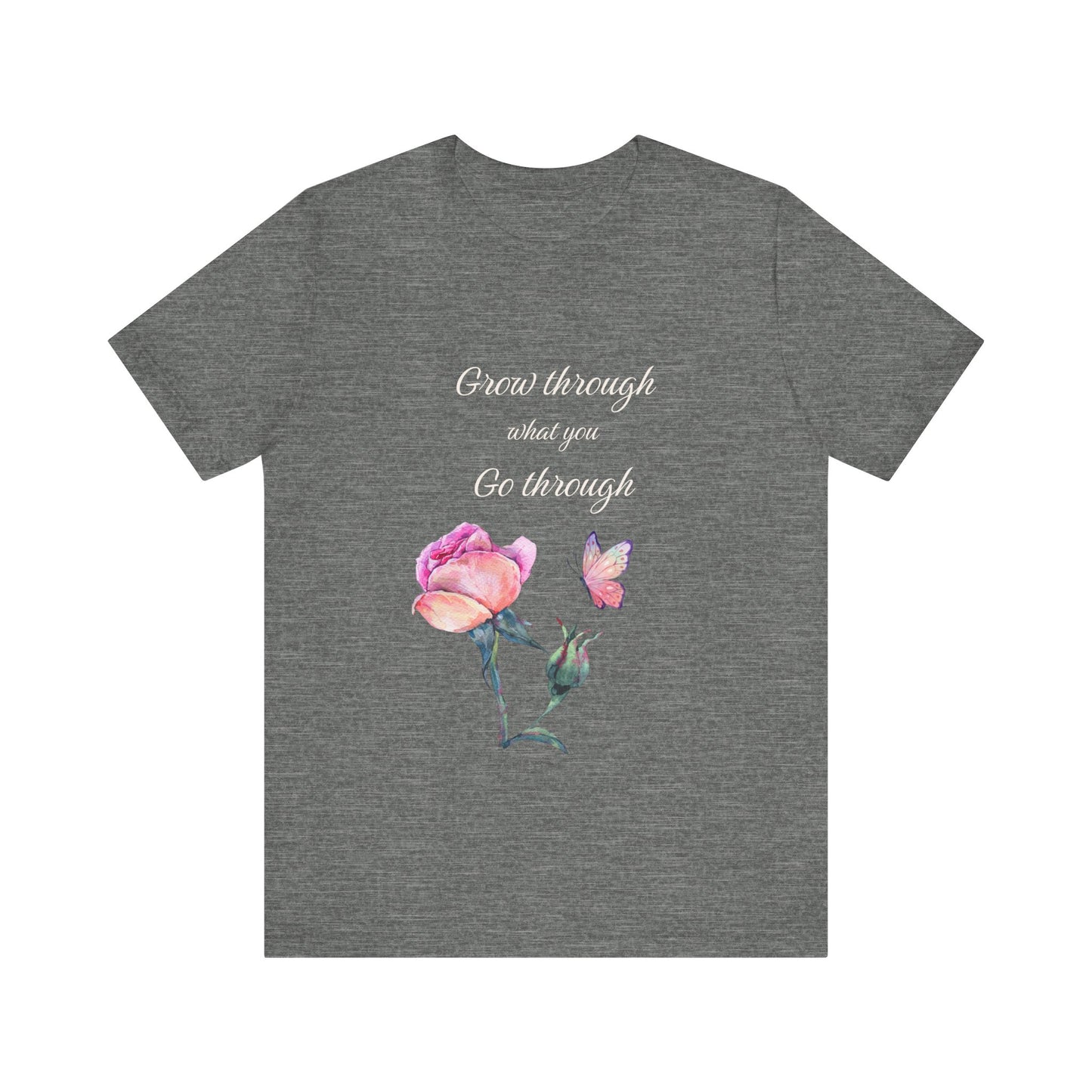 Floral Inspiration Tee - "Grow Through What You Go Through" Unisex Short Sleeve Shirt, Gift for Her, Summer Outfit, Motivational [...]