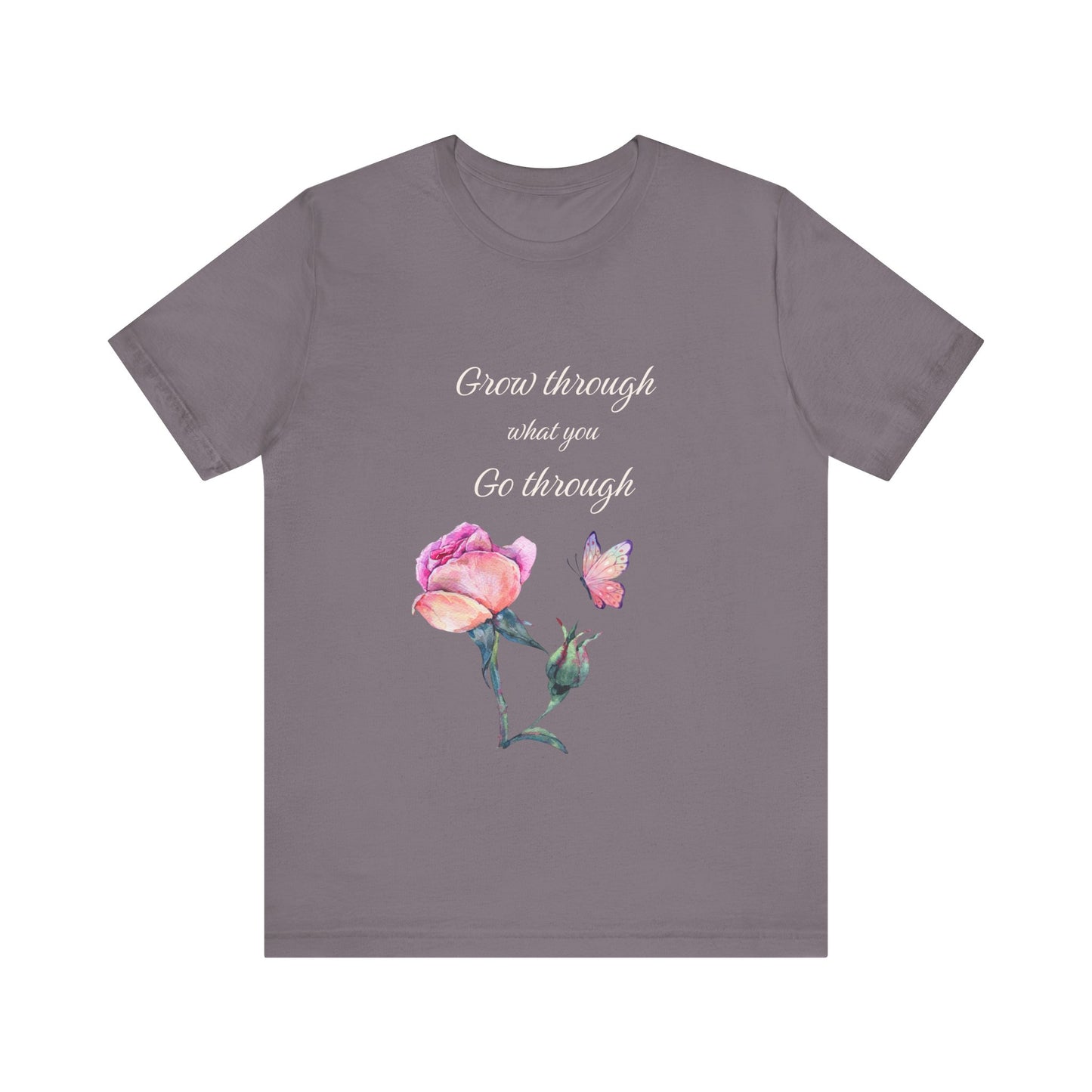 Floral Inspiration Tee - "Grow Through What You Go Through" Unisex Short Sleeve Shirt, Gift for Her, Summer Outfit, Motivational [...]