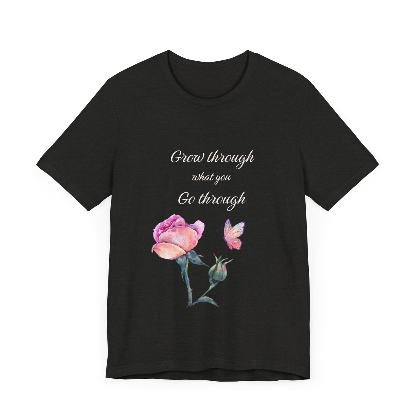 Floral Inspiration Tee - "Grow Through What You Go Through" Unisex Short Sleeve Shirt, Gift for Her, Summer Outfit, Motivational [...]