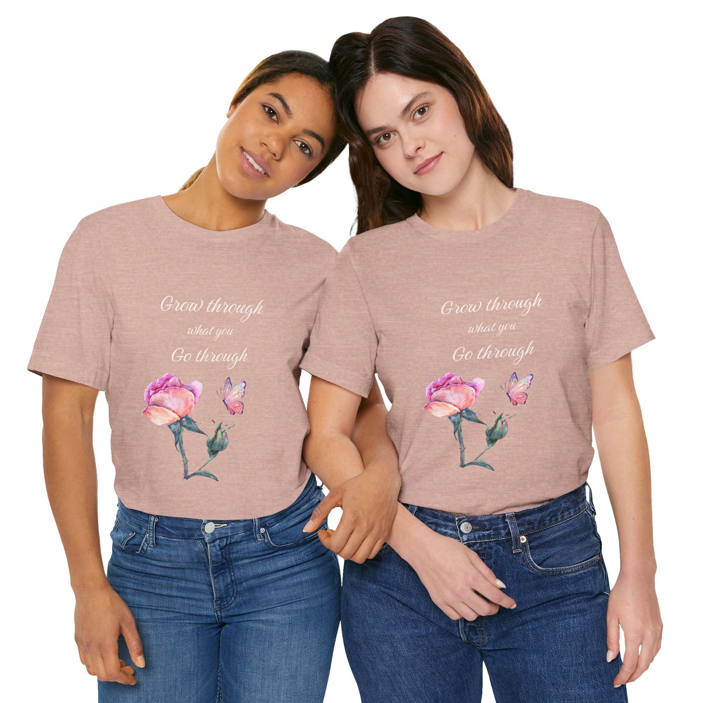 Floral Inspiration Tee - "Grow Through What You Go Through" Unisex Short Sleeve Shirt, Gift for Her, Summer Outfit, Motivational [...]