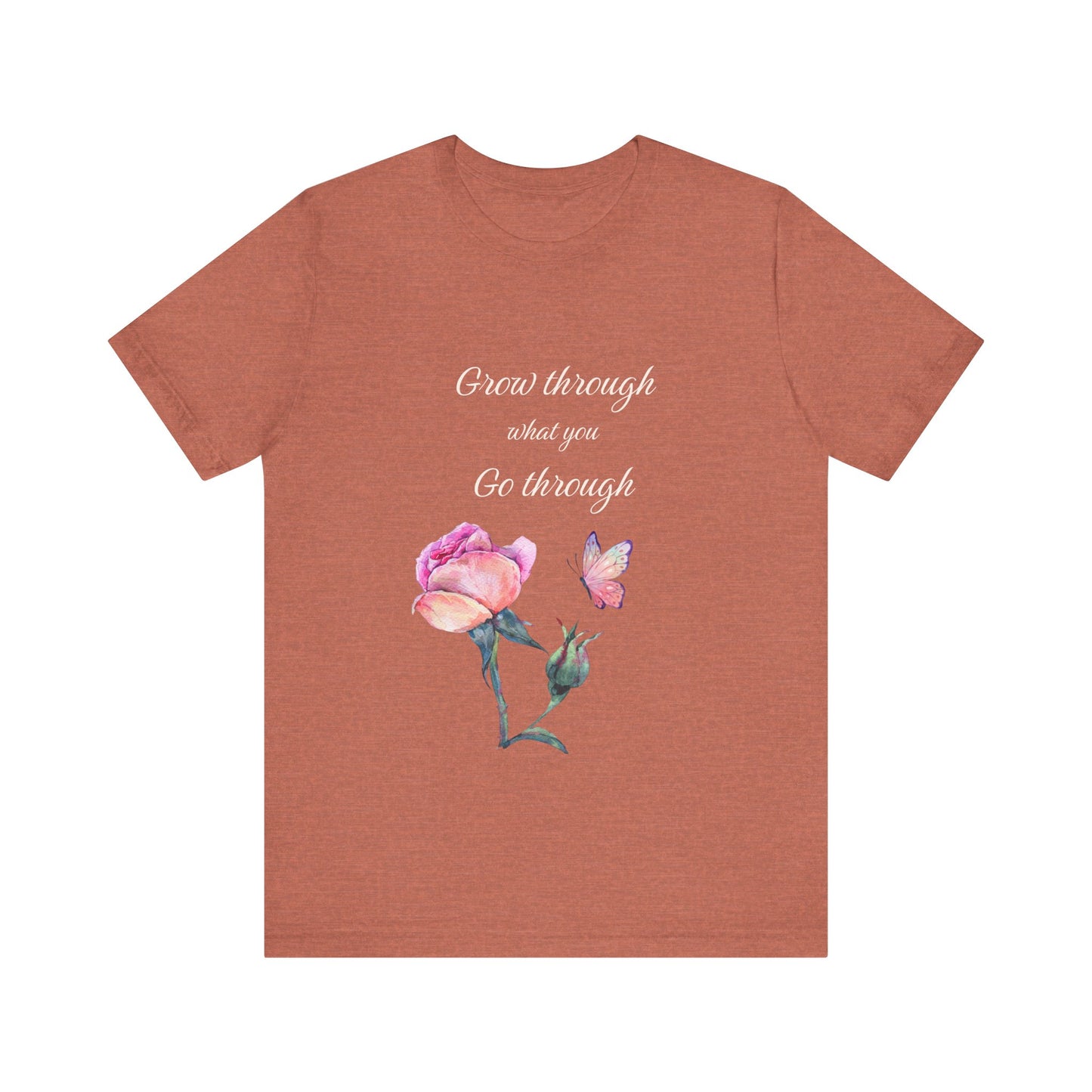 Floral Inspiration Tee - "Grow Through What You Go Through" Unisex Short Sleeve Shirt, Gift for Her, Summer Outfit, Motivational [...]