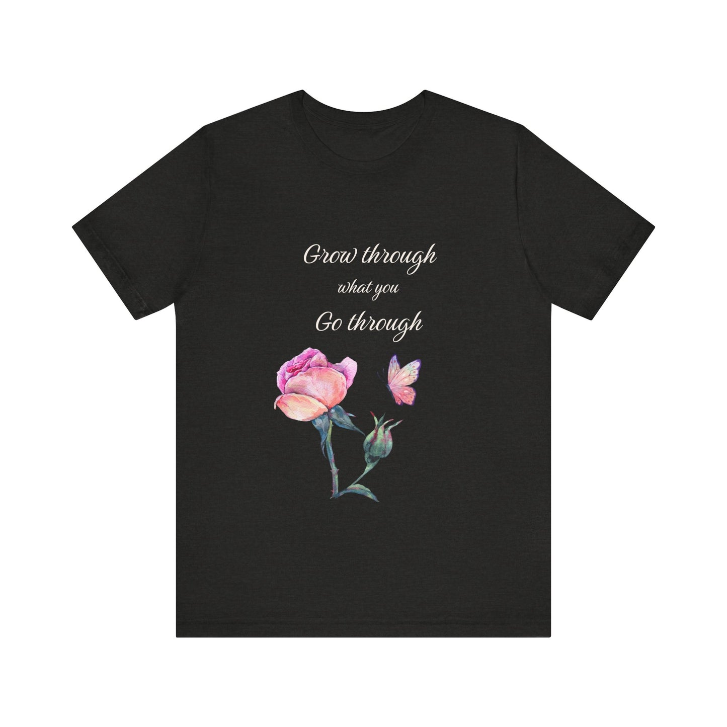 Floral Inspiration Tee - "Grow Through What You Go Through" Unisex Short Sleeve Shirt, Gift for Her, Summer Outfit, Motivational [...]
