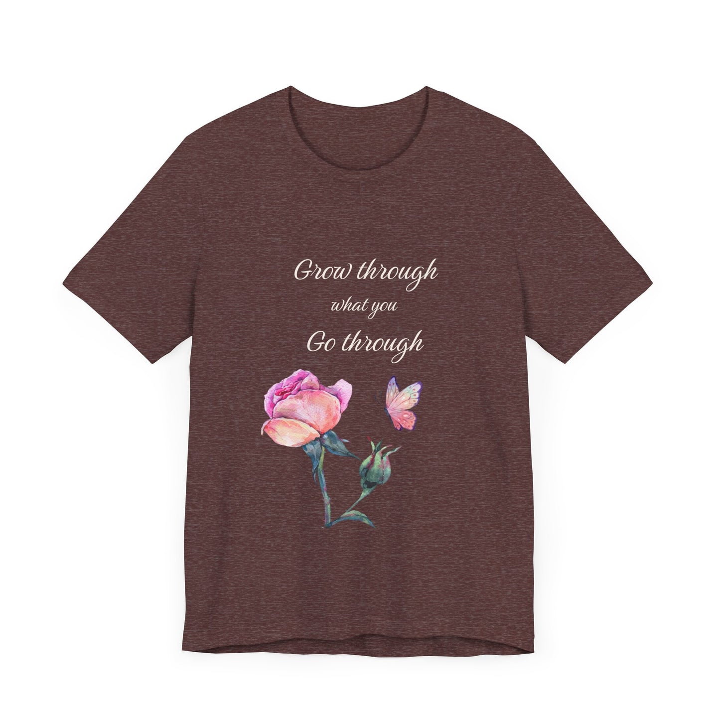 Floral Inspiration Tee - "Grow Through What You Go Through" Unisex Short Sleeve Shirt, Gift for Her, Summer Outfit, Motivational [...]