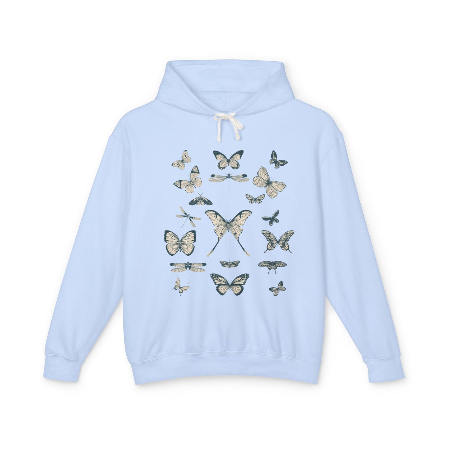 Butterfly Garden Unisex Lightweight Hoodie, Floral Sweatshirt, Gift for Nature Lovers, Butterfly Art, Cozy Layering