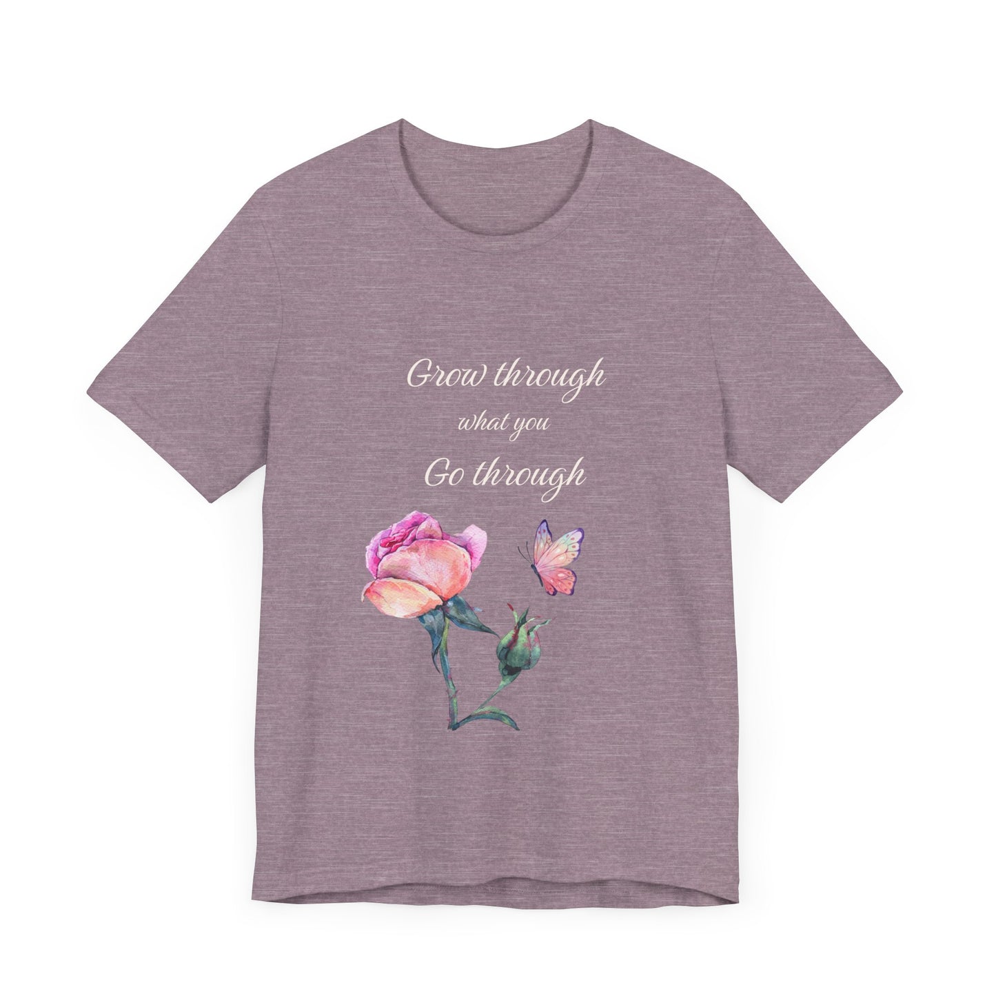 Floral Inspiration Tee - "Grow Through What You Go Through" Unisex Short Sleeve Shirt, Gift for Her, Summer Outfit, Motivational [...]