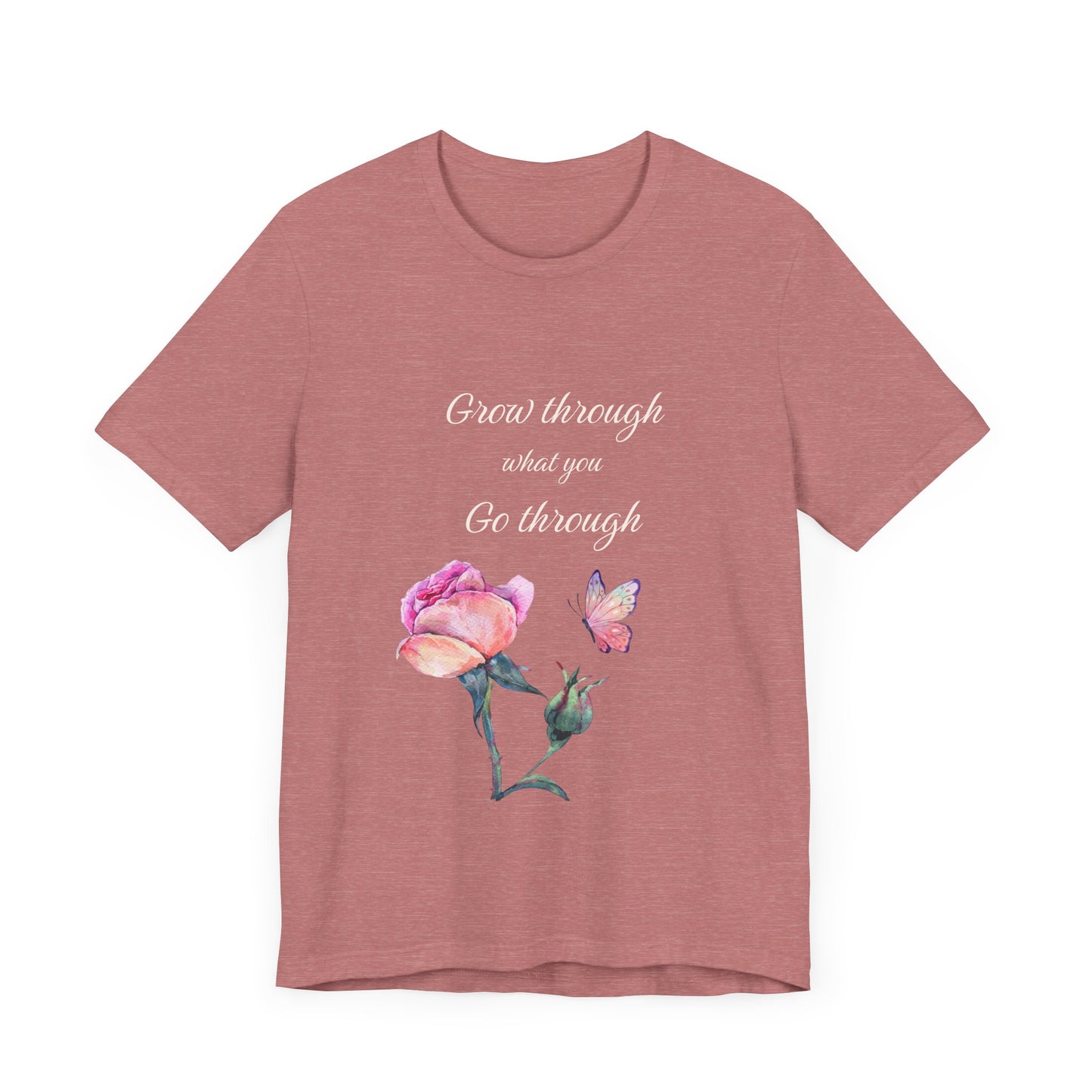 Floral Inspiration Tee - "Grow Through What You Go Through" Unisex Short Sleeve Shirt, Gift for Her, Summer Outfit, Motivational [...]
