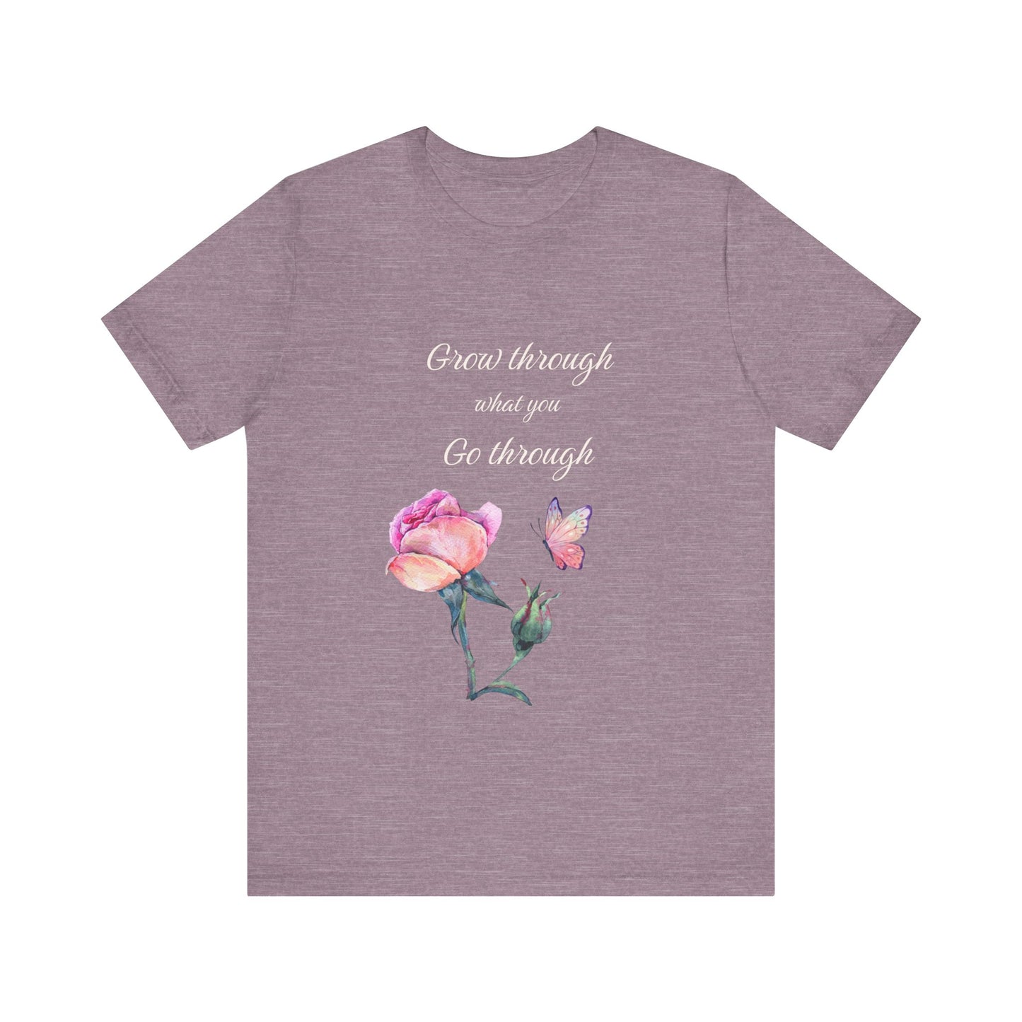 Floral Inspiration Tee - "Grow Through What You Go Through" Unisex Short Sleeve Shirt, Gift for Her, Summer Outfit, Motivational [...]